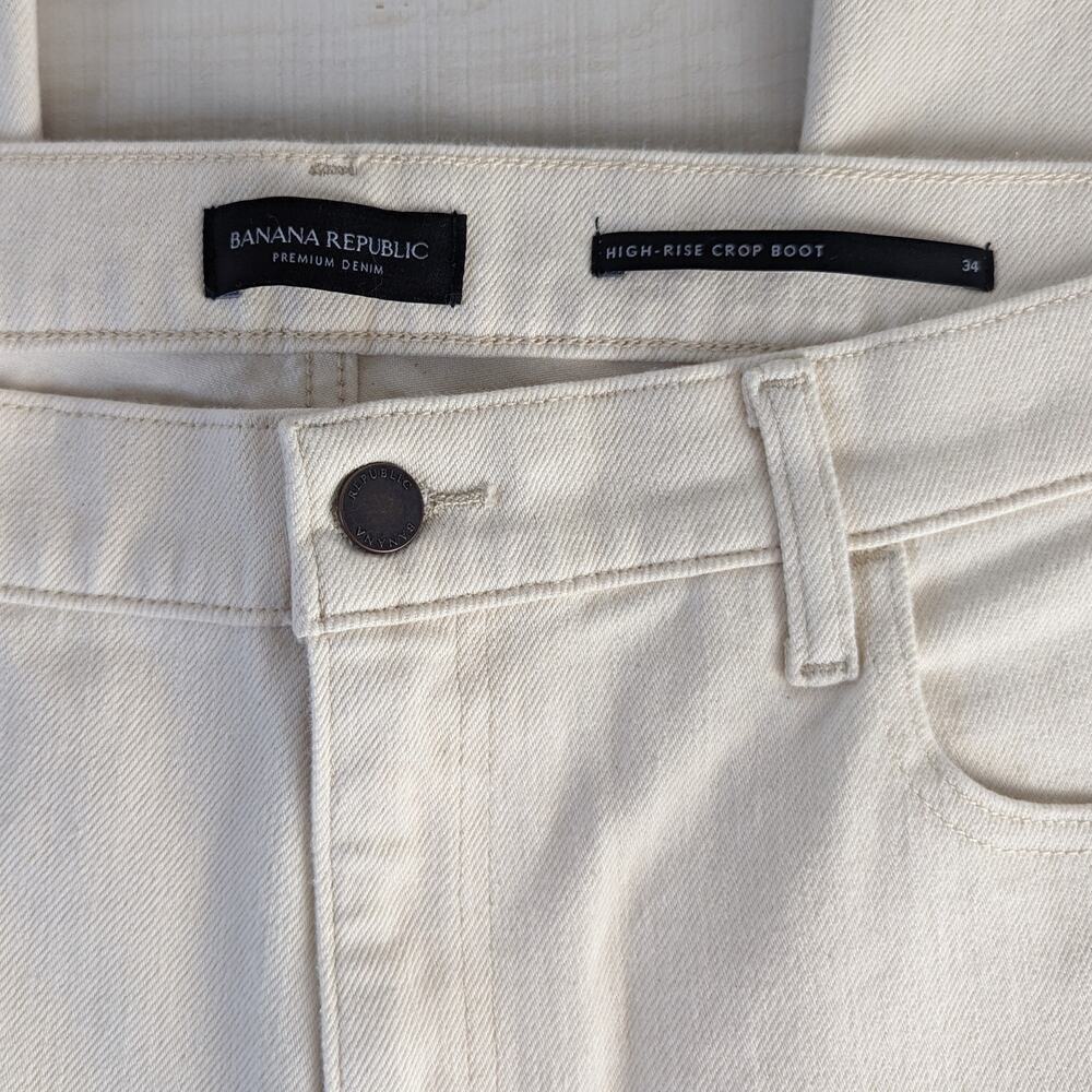 Banana Republic NWT White Ecru Wash High Rise Crop Boot Denim Jean Size 34 - Picture 5 of 9